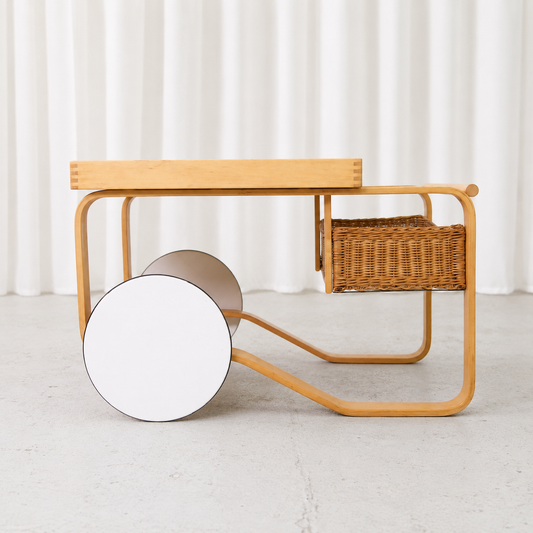 Artek 900 Tea Trolley with Black Ceramic Tiles by Alvar Aalto