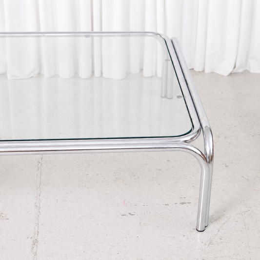 Vintage Italian Chrome and Glass Coffee Table