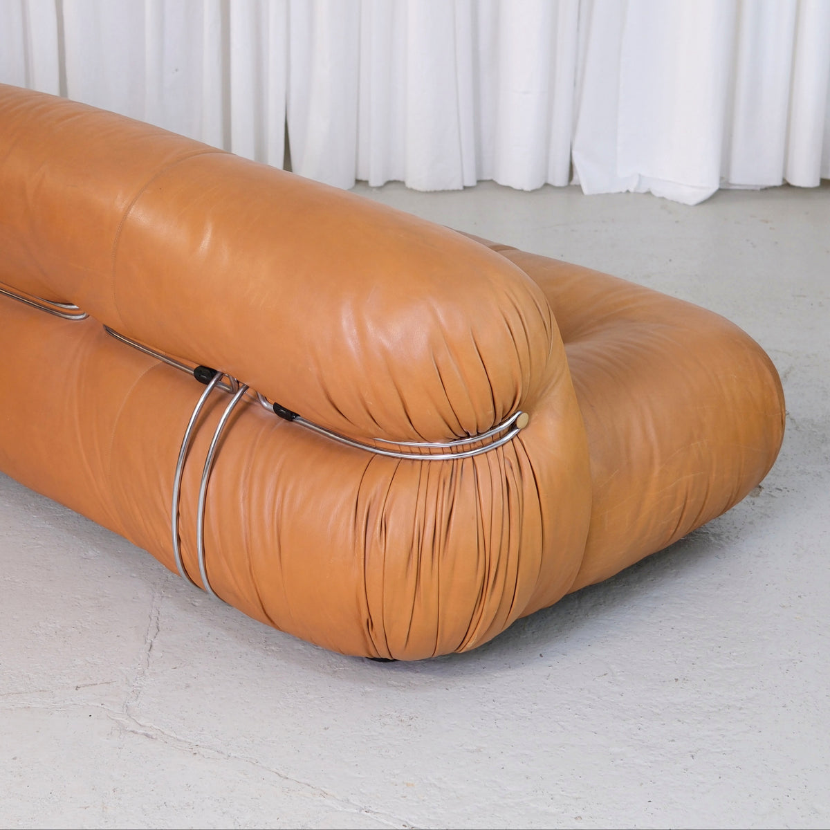 Tobia Scarpa Soriana Sofa in Cognac Leather for Cassina
