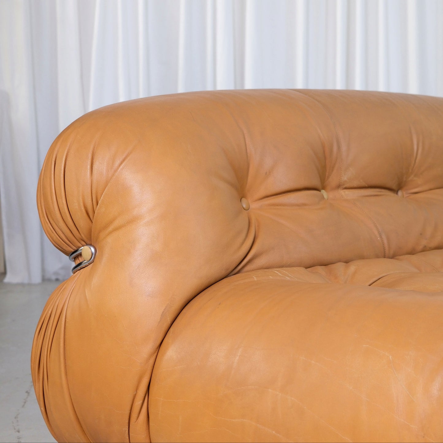 Tobia Scarpa Soriana Sofa in Cognac Leather for Cassina