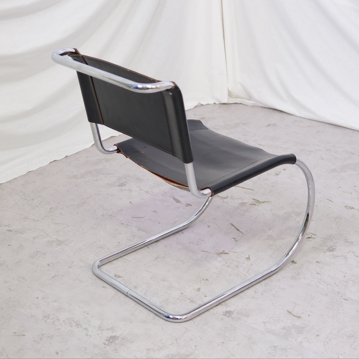 Thonet MR10 Chairs – Black Leather & Chrome