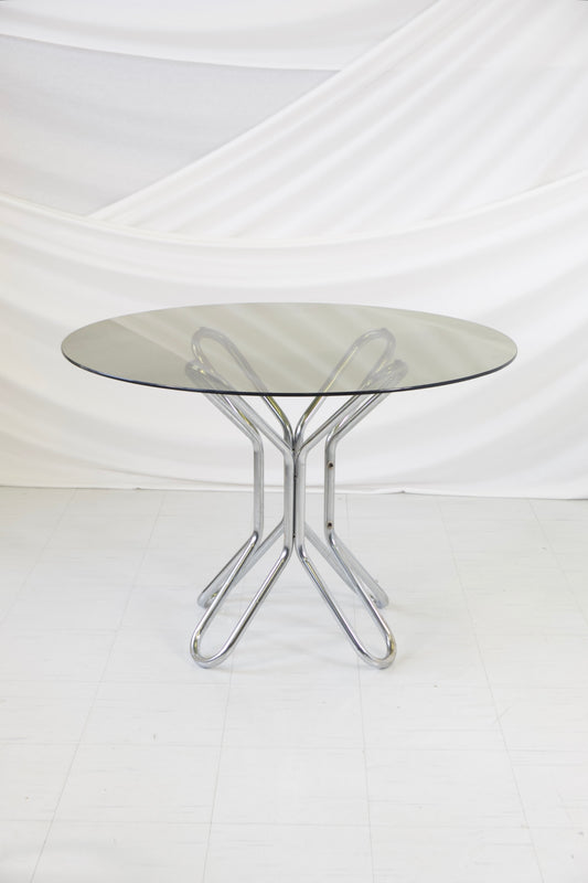 Matbord i krom och glas, vintage
