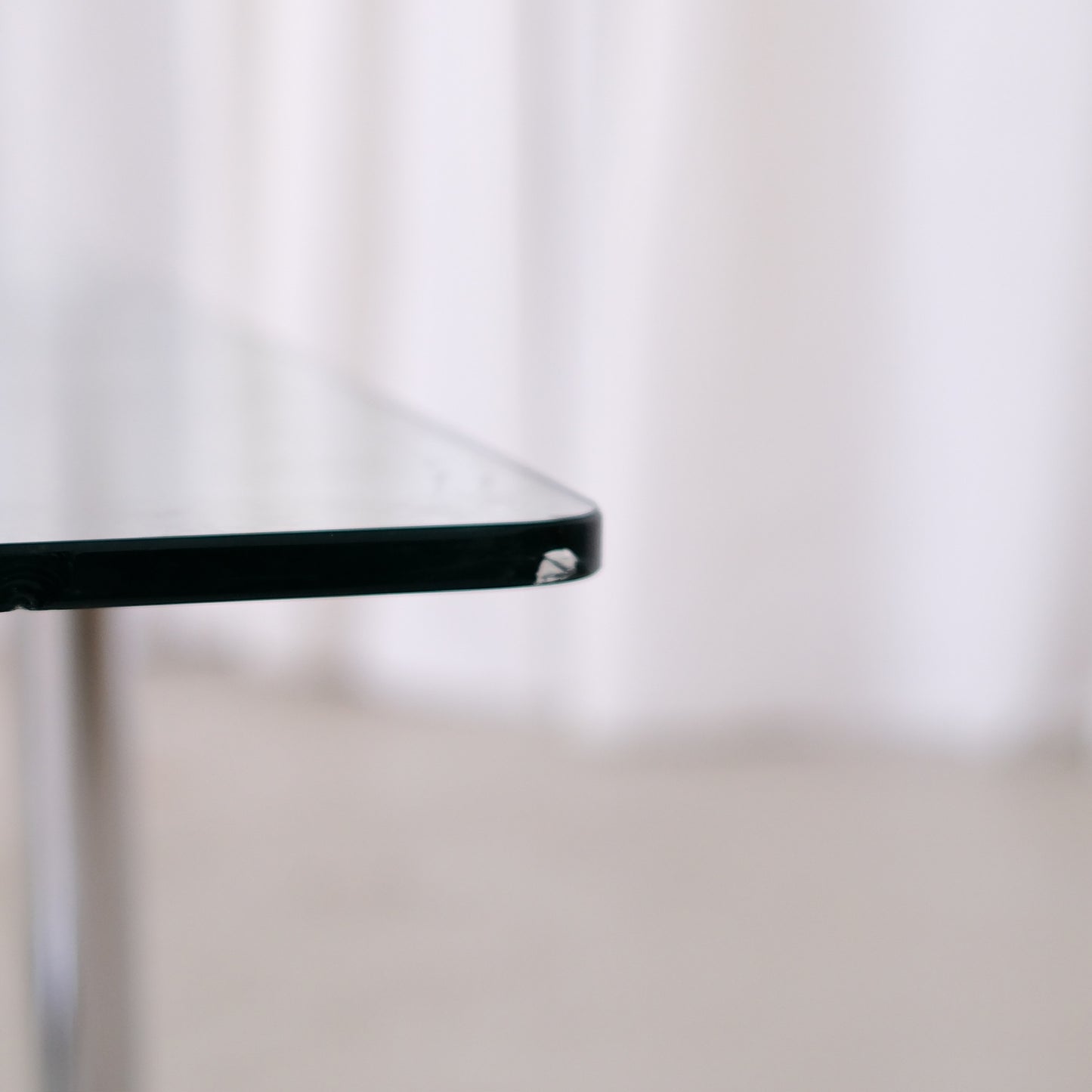 Vintage Italian Glass Coffee Table with Chrome Tubular Steel Base