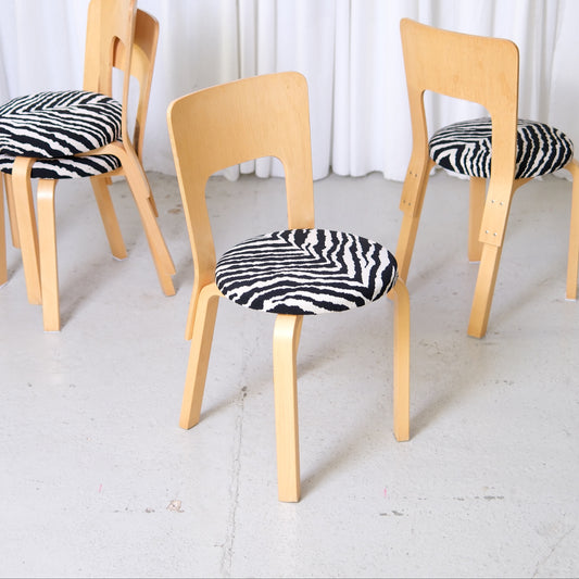 Alvar Aalto Chair 66 for Artek Zebra Upholstery