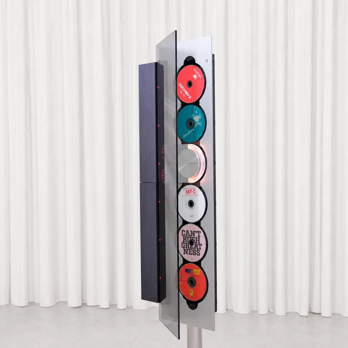 Bang & Olufsen BeoSound 9000 six-disc CD system viewed from an angle