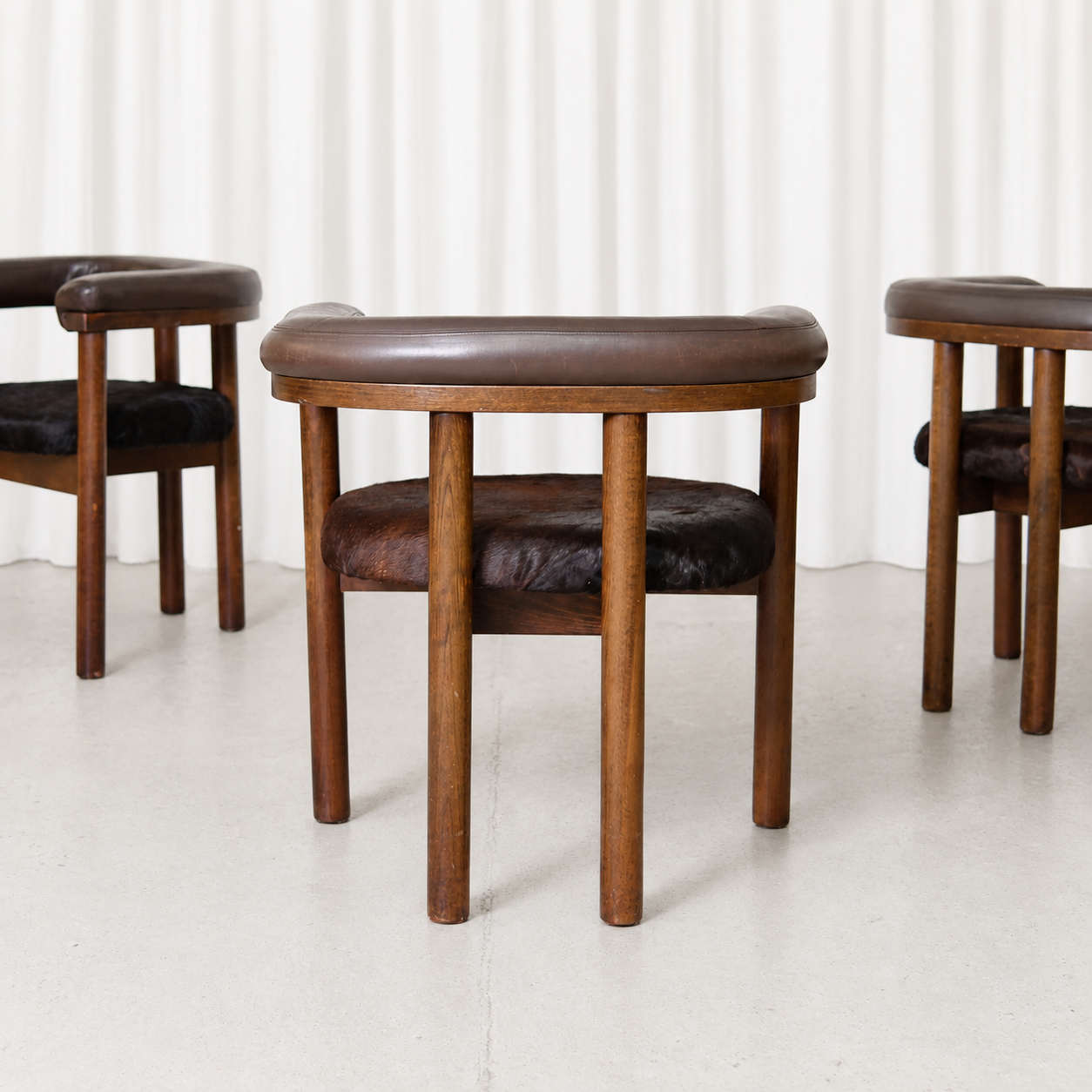 Esko Pajamies Polar Dining Chairs with Cowhide Seats for Lepo Finn