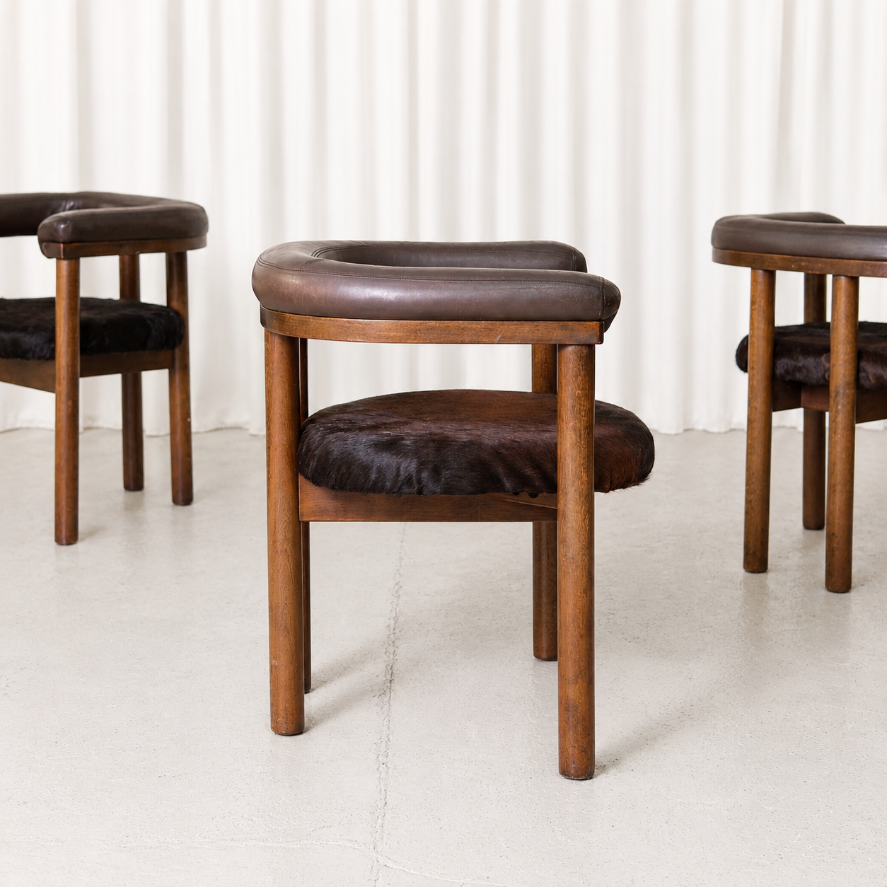 Esko Pajamies Polar Dining Chairs with Cowhide Seats for Lepo Finn